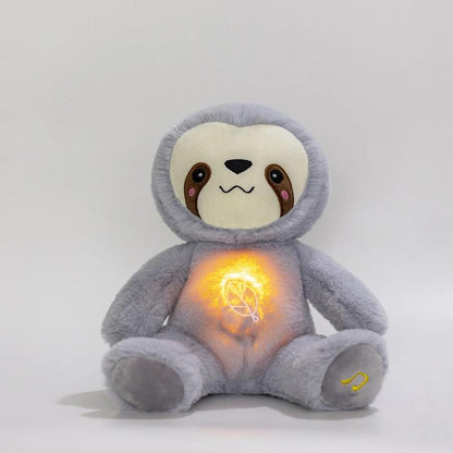 Kawaii Breathing Sloth Plush Toy Soothing Bear Doll Sleep Companion Sound and Light Plushie