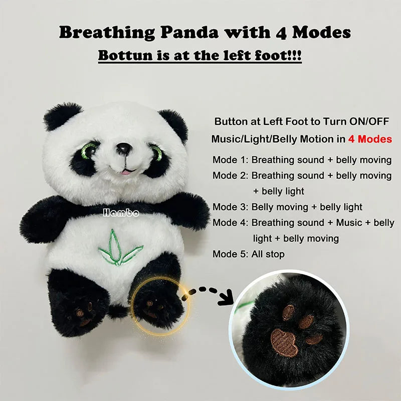 MINISO Newborn Breathing Bear Panda Soothing Musical Plush for Baby Sleep Companion Snuggle Anxiety Relief Teddy Doll Xmas Gift