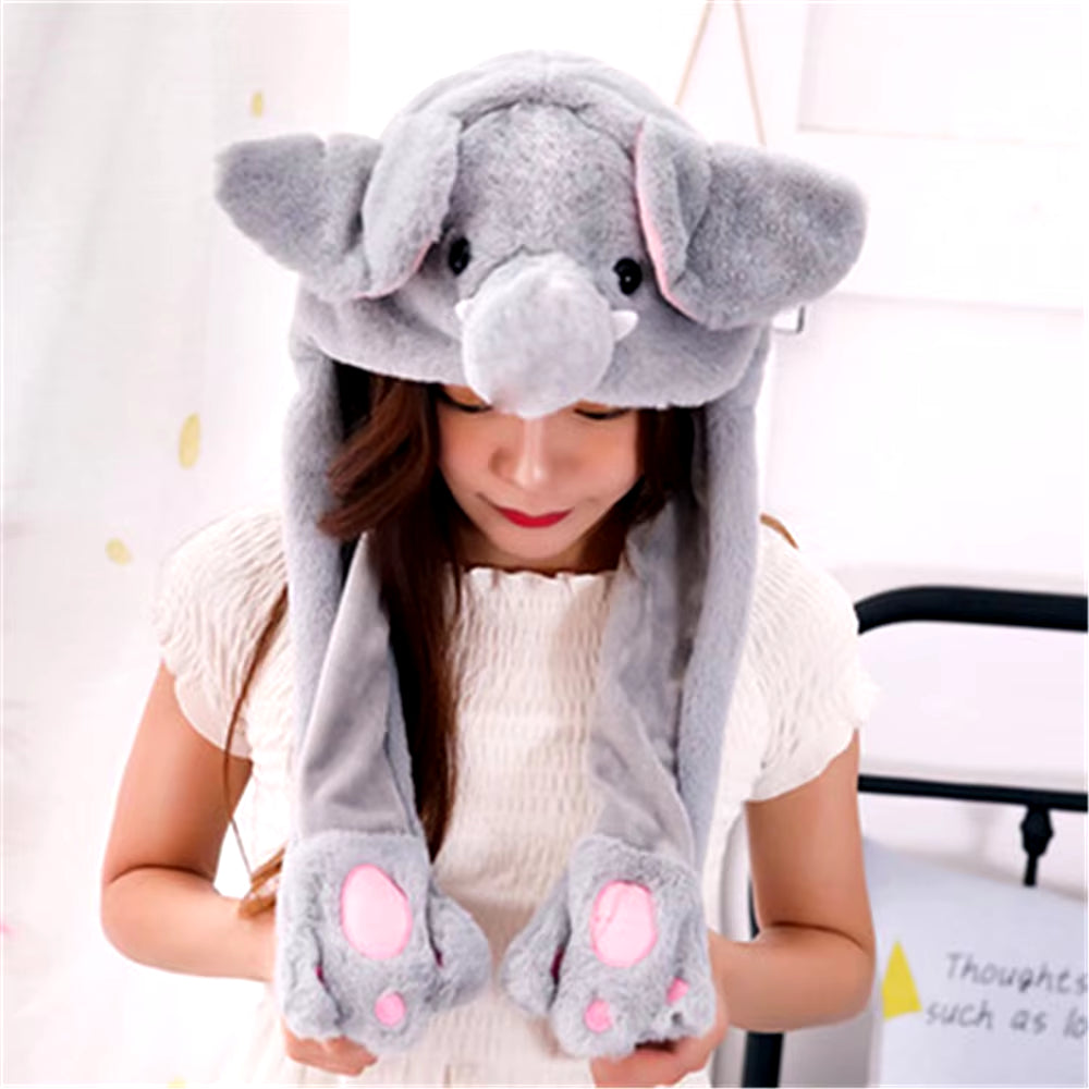 Cozy and Fun Women’s Plush Moving Jumping Rabbit Ear Hat - Perfect for Winter Adventures!