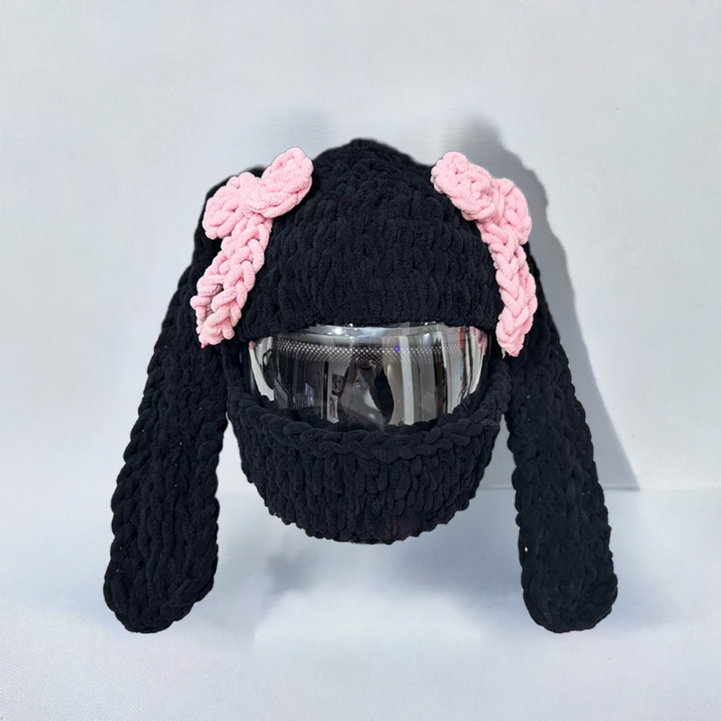 Helmet Plush Knit Bunny ears